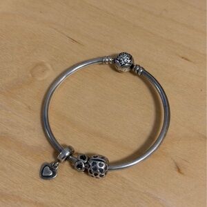 Pandora Bangle Logo Clasp Bracelet with charms
